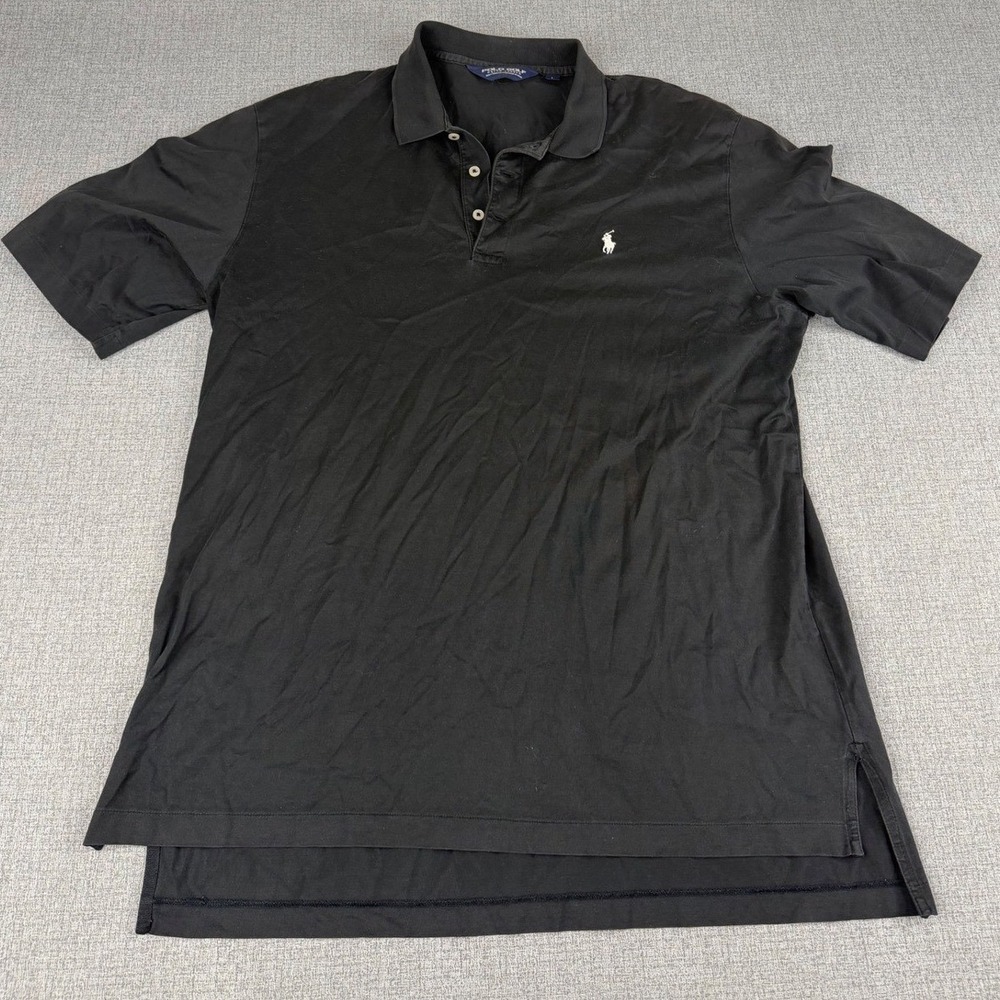 Polo Golf Ralph Lauren Mens Large Black Pima Cotton White Columns Country Club